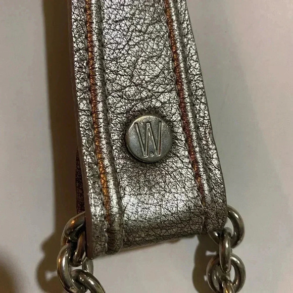 Stuart weitzman silver quilted metallic leather shoulder handbag - Picture 13 of 14